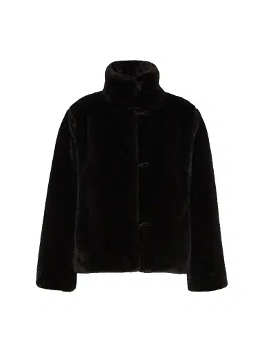 Max Mara Women's Fluffy Textured Short Coat - Dark Brown | Thumbnail 1 Max Mara Women's Fluffy Textured Short Coat - Dark Brown | Thumbnail 1