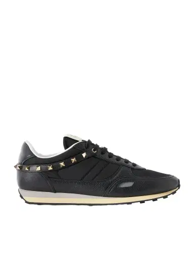 Valentino Garavani Stud Up Embellished Leather-Trimmed Sneakers - Men | Thumbnail 1 Valentino Garavani Stud Up Embellished Leather-Trimmed Sneakers - Men | Thumbnail 1