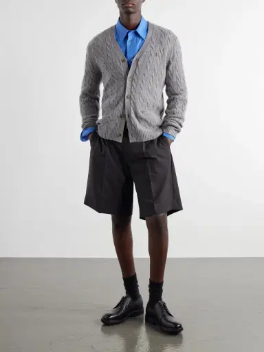 Polo Ralph Lauren Logo-Embroidered Cable-Knit Wool and Cashmere-Blend Cardigan - Men | Thumbnail 2 Polo Ralph Lauren Logo-Embroidered Cable-Knit Wool and Cashmere-Blend Cardigan - Men | Thumbnail 2