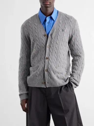 Polo Ralph Lauren Logo-Embroidered Cable-Knit Wool and Cashmere-Blend Cardigan - Men | Thumbnail 3 Polo Ralph Lauren Logo-Embroidered Cable-Knit Wool and Cashmere-Blend Cardigan - Men | Thumbnail 3