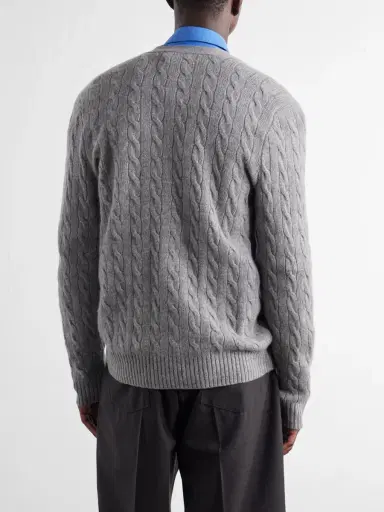 Polo Ralph Lauren Logo-Embroidered Cable-Knit Wool and Cashmere-Blend Cardigan - Men | Thumbnail 4 Polo Ralph Lauren Logo-Embroidered Cable-Knit Wool and Cashmere-Blend Cardigan - Men | Thumbnail 4