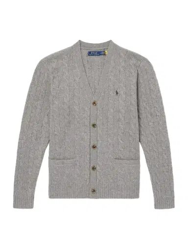 Polo Ralph Lauren Logo-Embroidered Cable-Knit Wool and Cashmere-Blend Cardigan - Men | Thumbnail 1 Polo Ralph Lauren Logo-Embroidered Cable-Knit Wool and Cashmere-Blend Cardigan - Men | Thumbnail 1