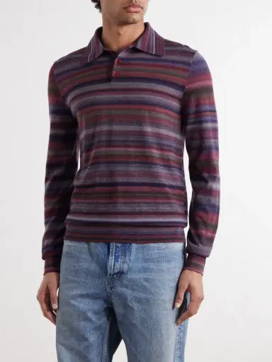 Dolce & Gabbana Striped Wool Polo Shirt - Men | Thumbnail 3 Dolce & Gabbana Striped Wool Polo Shirt - Men | Thumbnail 3