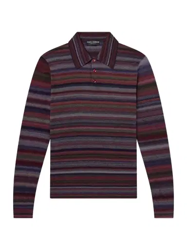 Dolce & Gabbana Striped Wool Polo Shirt - Men | Thumbnail 1 Dolce & Gabbana Striped Wool Polo Shirt - Men | Thumbnail 1