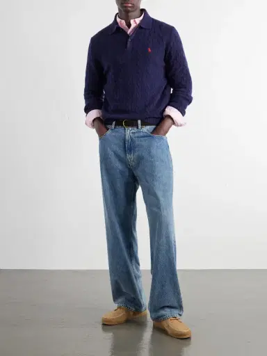 Polo Ralph Lauren Logo-Embroidered Cable-Knit Wool and Cashmere-Blend Polo Sweater - Men | Thumbnail 2 Polo Ralph Lauren Logo-Embroidered Cable-Knit Wool and Cashmere-Blend Polo Sweater - Men | Thumbnail 2