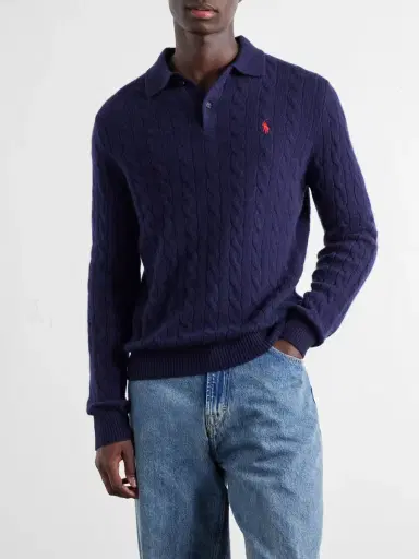 Polo Ralph Lauren Logo-Embroidered Cable-Knit Wool and Cashmere-Blend Polo Sweater - Men | Thumbnail 3 Polo Ralph Lauren Logo-Embroidered Cable-Knit Wool and Cashmere-Blend Polo Sweater - Men | Thumbnail 3