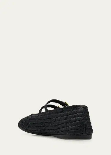 Prada Stuoia Raffia Dual Mary Jane Ballerina Flats | Thumbnail 4 Prada Stuoia Raffia Dual Mary Jane Ballerina Flats | Thumbnail 4
