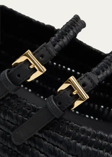 Prada Stuoia Raffia Dual Mary Jane Ballerina Flats | Thumbnail 5 Prada Stuoia Raffia Dual Mary Jane Ballerina Flats | Thumbnail 5