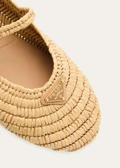 Prada Stuoia Raffia Dual Mary Jane Ballerina Flats | Thumbnail 9 Prada Stuoia Raffia Dual Mary Jane Ballerina Flats | Thumbnail 9