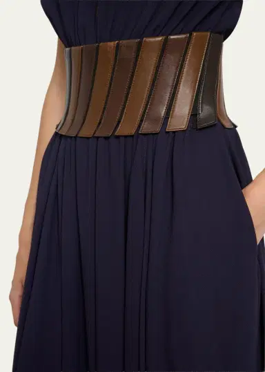 ALAIA Leather Belted Cap-Sleeve Midi Dress | Thumbnail 5 ALAIA Leather Belted Cap-Sleeve Midi Dress | Thumbnail 5
