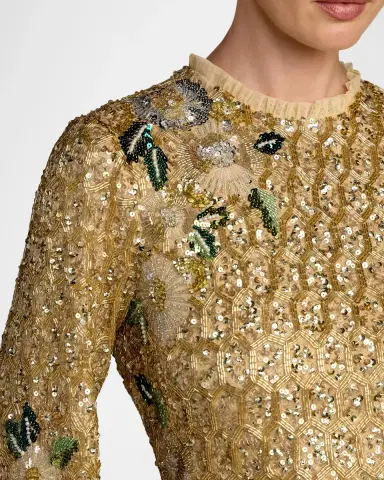 Mac Duggal Long-Sleeve Sequin Flutter Mini Dress | Thumbnail 4 Mac Duggal Long-Sleeve Sequin Flutter Mini Dress | Thumbnail 4