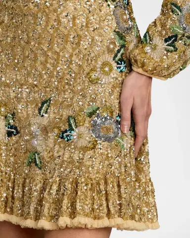 Mac Duggal Long-Sleeve Sequin Flutter Mini Dress | Thumbnail 5 Mac Duggal Long-Sleeve Sequin Flutter Mini Dress | Thumbnail 5