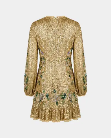 Mac Duggal Long-Sleeve Sequin Flutter Mini Dress | Thumbnail 6 Mac Duggal Long-Sleeve Sequin Flutter Mini Dress | Thumbnail 6