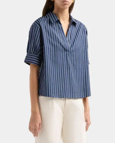 Frame The Popover Striped Cotton Top | Thumbnail 4 Frame The Popover Striped Cotton Top | Thumbnail 4