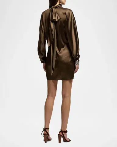Ralph Lauren Collection Turtleneck Long-Sleeve Luxury Satin Mini Dress | Thumbnail 3 Ralph Lauren Collection Turtleneck Long-Sleeve Luxury Satin Mini Dress | Thumbnail 3