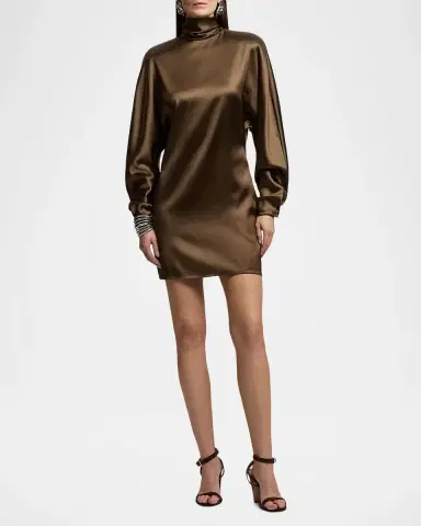 Ralph Lauren Collection Turtleneck Long-Sleeve Luxury Satin Mini Dress | Thumbnail 4 Ralph Lauren Collection Turtleneck Long-Sleeve Luxury Satin Mini Dress | Thumbnail 4
