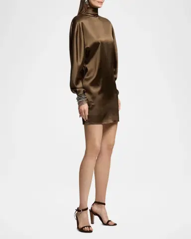 Ralph Lauren Collection Turtleneck Long-Sleeve Luxury Satin Mini Dress | Thumbnail 6 Ralph Lauren Collection Turtleneck Long-Sleeve Luxury Satin Mini Dress | Thumbnail 6