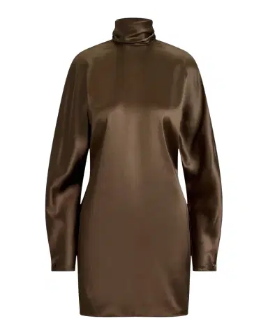 Ralph Lauren Collection Turtleneck Long-Sleeve Luxury Satin Mini Dress | Thumbnail 1 Ralph Lauren Collection Turtleneck Long-Sleeve Luxury Satin Mini Dress | Thumbnail 1