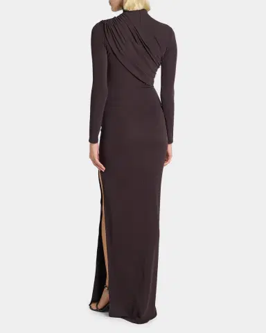 Courreges Turtleneck Twisted Jersey Long-Sleeve Gown | Thumbnail 3 Courreges Turtleneck Twisted Jersey Long-Sleeve Gown | Thumbnail 3