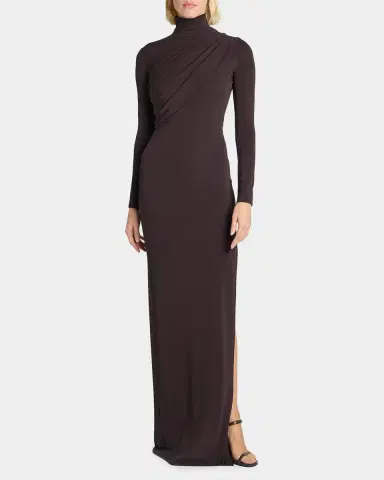 Courreges Turtleneck Twisted Jersey Long-Sleeve Gown | Thumbnail 4 Courreges Turtleneck Twisted Jersey Long-Sleeve Gown | Thumbnail 4