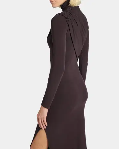 Courreges Turtleneck Twisted Jersey Long-Sleeve Gown | Thumbnail 5 Courreges Turtleneck Twisted Jersey Long-Sleeve Gown | Thumbnail 5