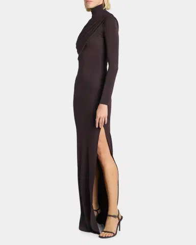 Courreges Turtleneck Twisted Jersey Long-Sleeve Gown | Thumbnail 6 Courreges Turtleneck Twisted Jersey Long-Sleeve Gown | Thumbnail 6
