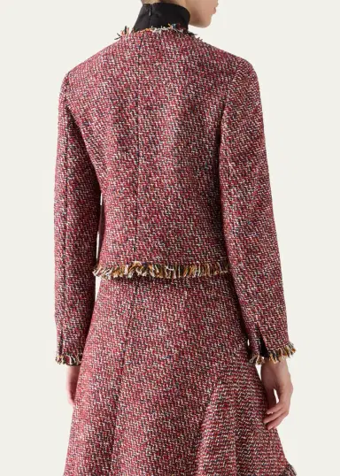 Akris punto Fringed Tweed Open Short Jacket | Thumbnail 3 Akris punto Fringed Tweed Open Short Jacket | Thumbnail 3