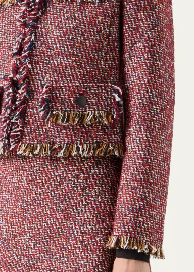 Akris punto Fringed Tweed Open Short Jacket | Thumbnail 5 Akris punto Fringed Tweed Open Short Jacket | Thumbnail 5