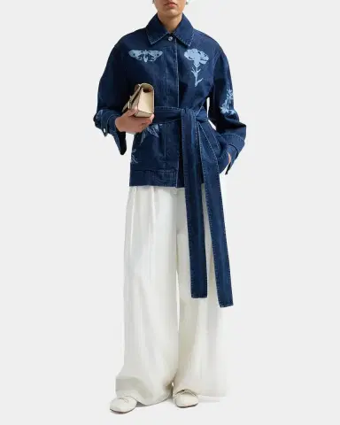 Erdem Indigo Denim Floral Jacket | Thumbnail 2 Erdem Indigo Denim Floral Jacket | Thumbnail 2