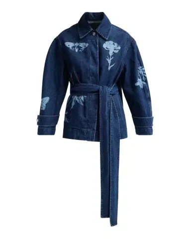 Erdem Indigo Denim Floral Jacket | Thumbnail 1 Erdem Indigo Denim Floral Jacket | Thumbnail 1
