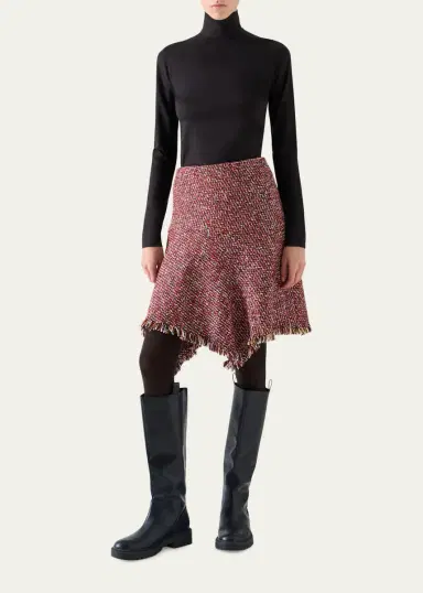 Akris punto Fringed Wool-Blend Tweed Asymmetric Skirt | Thumbnail 2 Akris punto Fringed Wool-Blend Tweed Asymmetric Skirt | Thumbnail 2