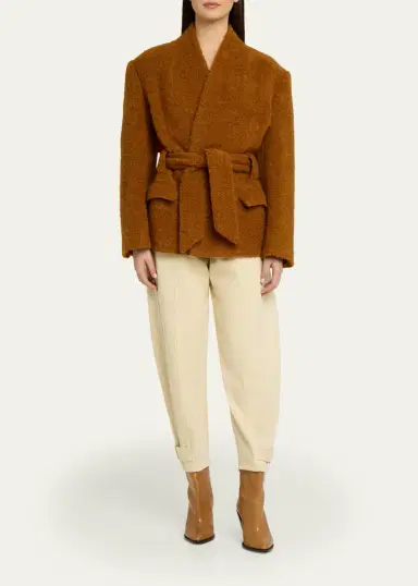 Isabel Marant Syndra Boucle Belted Oversized Wrap Jacket | Thumbnail 2 Isabel Marant Syndra Boucle Belted Oversized Wrap Jacket | Thumbnail 2