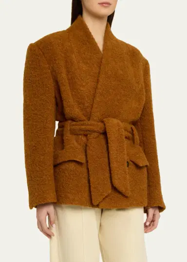 Isabel Marant Syndra Boucle Belted Oversized Wrap Jacket | Thumbnail 4 Isabel Marant Syndra Boucle Belted Oversized Wrap Jacket | Thumbnail 4