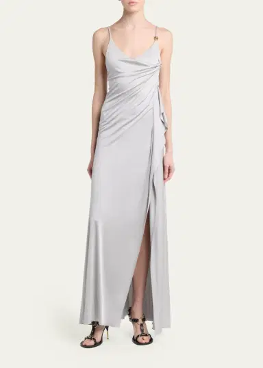 Versace Draped Satin Viscose Gown | Thumbnail 2 Versace Draped Satin Viscose Gown | Thumbnail 2