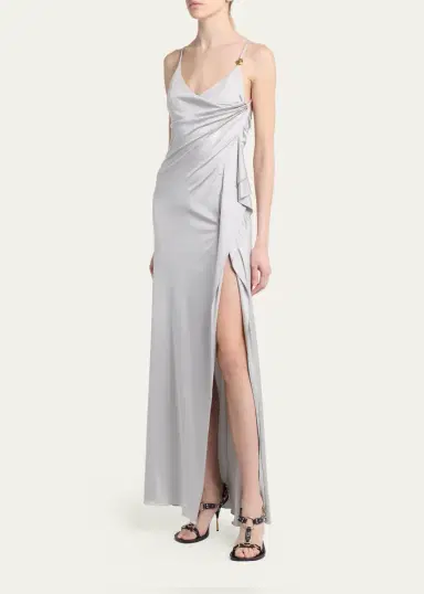 Versace Draped Satin Viscose Gown | Thumbnail 4 Versace Draped Satin Viscose Gown | Thumbnail 4