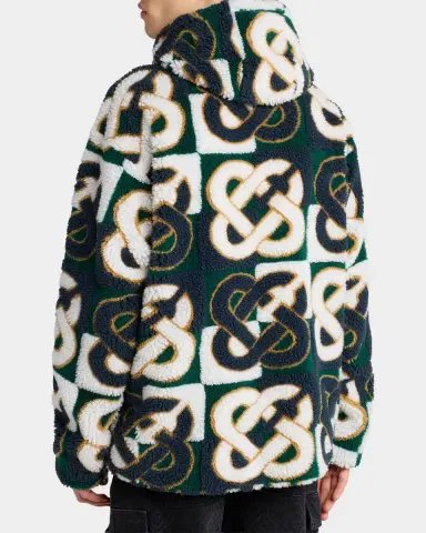 Casablanca Men's Check Monogram Hooded Fleece Jacket | Thumbnail 3 Casablanca Men's Check Monogram Hooded Fleece Jacket | Thumbnail 3