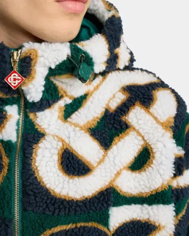Casablanca Men's Check Monogram Hooded Fleece Jacket | Thumbnail 5 Casablanca Men's Check Monogram Hooded Fleece Jacket | Thumbnail 5
