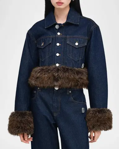 Marc Jacobs Faux-Fur-Trim Shrunken Trucker Jacket | Thumbnail 4 Marc Jacobs Faux-Fur-Trim Shrunken Trucker Jacket | Thumbnail 4