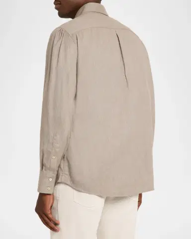 Brunello Cucinelli Men's Flannel Chevron Button-Down Shirt | Thumbnail 3 Brunello Cucinelli Men's Flannel Chevron Button-Down Shirt | Thumbnail 3