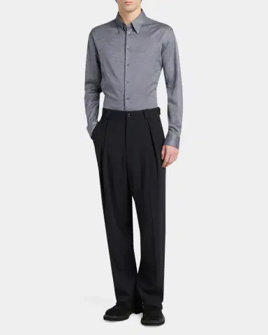 Giorgio Armani Men's Cotton Micro-Geometric Sport Shirt | Thumbnail 2 Giorgio Armani Men's Cotton Micro-Geometric Sport Shirt | Thumbnail 2