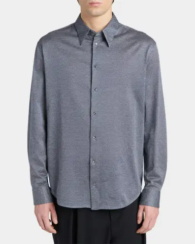 Giorgio Armani Men's Cotton Micro-Geometric Sport Shirt | Thumbnail 4 Giorgio Armani Men's Cotton Micro-Geometric Sport Shirt | Thumbnail 4