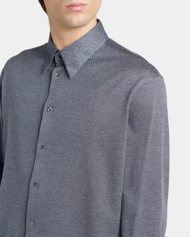 Giorgio Armani Men's Cotton Micro-Geometric Sport Shirt | Thumbnail 5 Giorgio Armani Men's Cotton Micro-Geometric Sport Shirt | Thumbnail 5