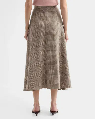 Oscar de la Renta Glen Plaid Wool-Cashmere Tailored Midi Skirt | Thumbnail 3 Oscar de la Renta Glen Plaid Wool-Cashmere Tailored Midi Skirt | Thumbnail 3