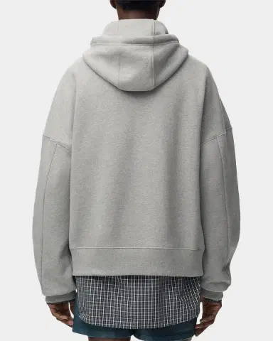 Loewe Men's Relaxed Fit Fleece Leather-Drawstring Hoodie | Thumbnail 3 Loewe Men's Relaxed Fit Fleece Leather-Drawstring Hoodie | Thumbnail 3
