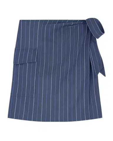 Emporio Armani Striped Jacquard Denim Mini Wrap Skirt | Thumbnail 1 Emporio Armani Striped Jacquard Denim Mini Wrap Skirt | Thumbnail 1