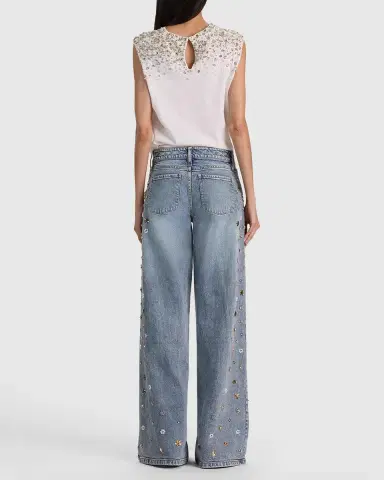 Alice + Olivia Amazing Embellished Mid-Rise Baggy Jeans | Thumbnail 3 Alice + Olivia Amazing Embellished Mid-Rise Baggy Jeans | Thumbnail 3