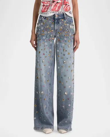 Alice + Olivia Amazing Embellished Mid-Rise Baggy Jeans | Thumbnail 6 Alice + Olivia Amazing Embellished Mid-Rise Baggy Jeans | Thumbnail 6