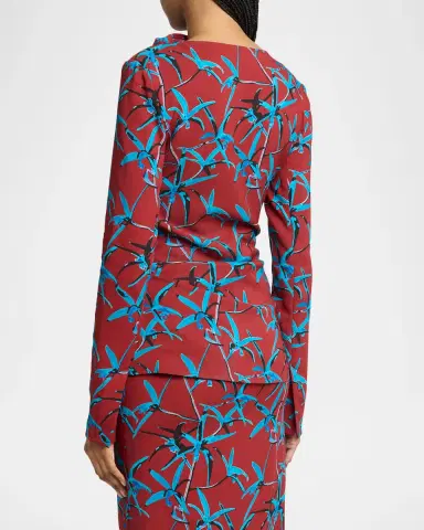 Proenza Schouler Anais Floral-Print Button-Shoulder Long-Sleeve Top | Thumbnail 3 Proenza Schouler Anais Floral-Print Button-Shoulder Long-Sleeve Top | Thumbnail 3