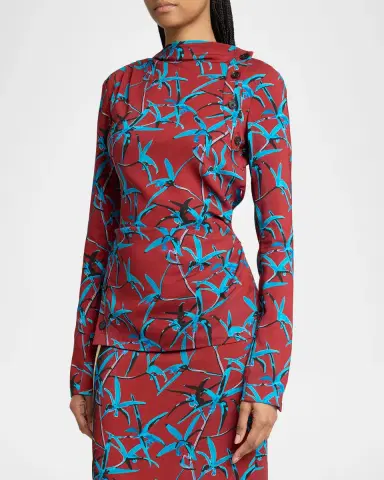 Proenza Schouler Anais Floral-Print Button-Shoulder Long-Sleeve Top | Thumbnail 4 Proenza Schouler Anais Floral-Print Button-Shoulder Long-Sleeve Top | Thumbnail 4