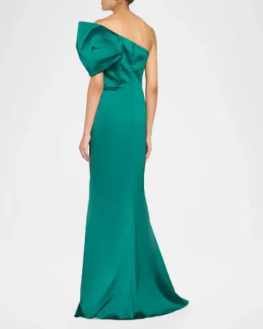 Rickie Freeman for Teri Jon One Shoulder Ruched Taffeta Gown | Thumbnail 3 Rickie Freeman for Teri Jon One Shoulder Ruched Taffeta Gown | Thumbnail 3